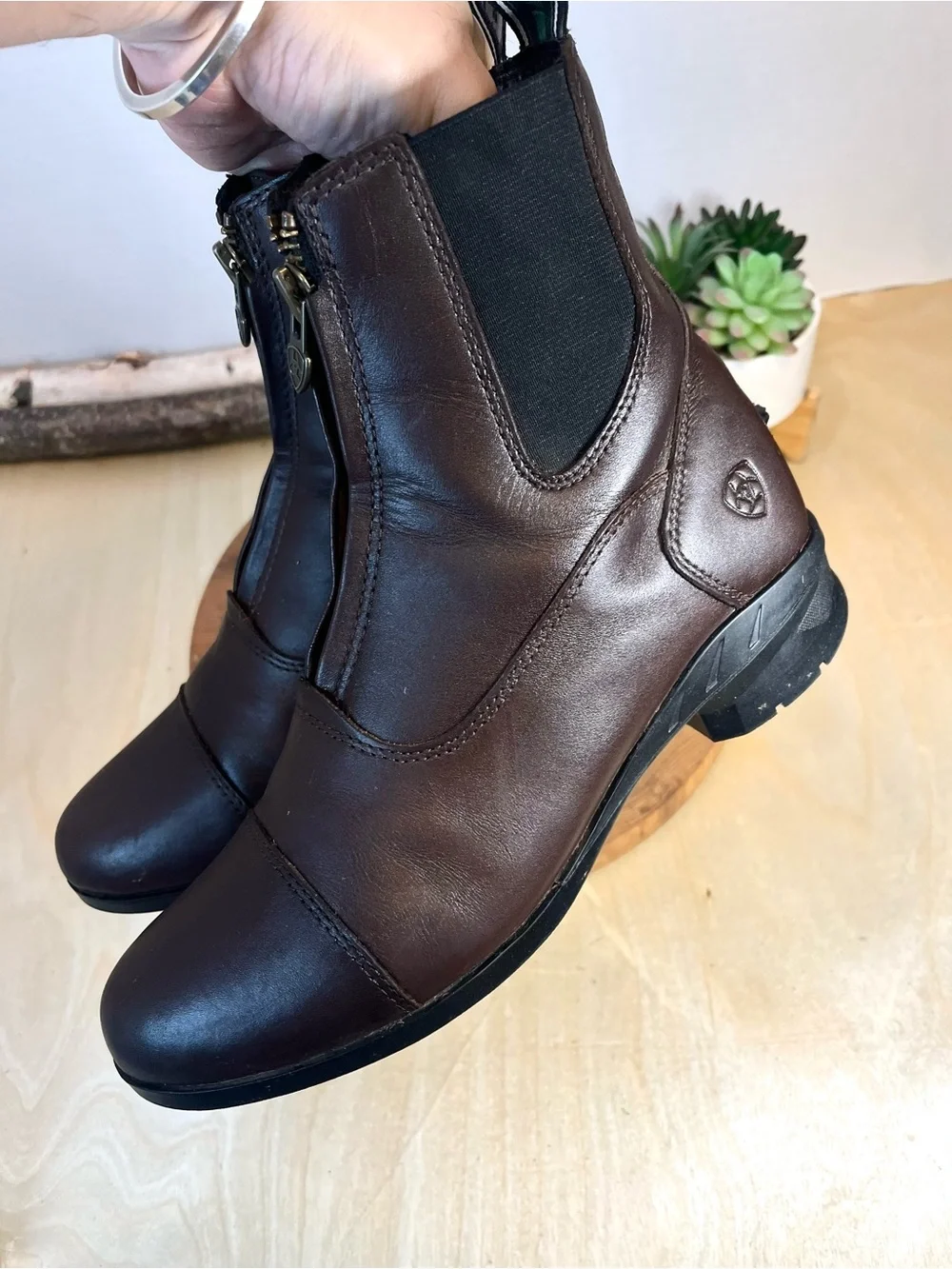 Ariat Brown Heritage Paddock Front Zip Boots Size 8B Leather Equestrian
